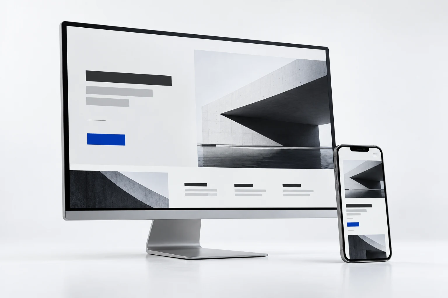 Designkonzept einer Website auf Desktop und Smartphone