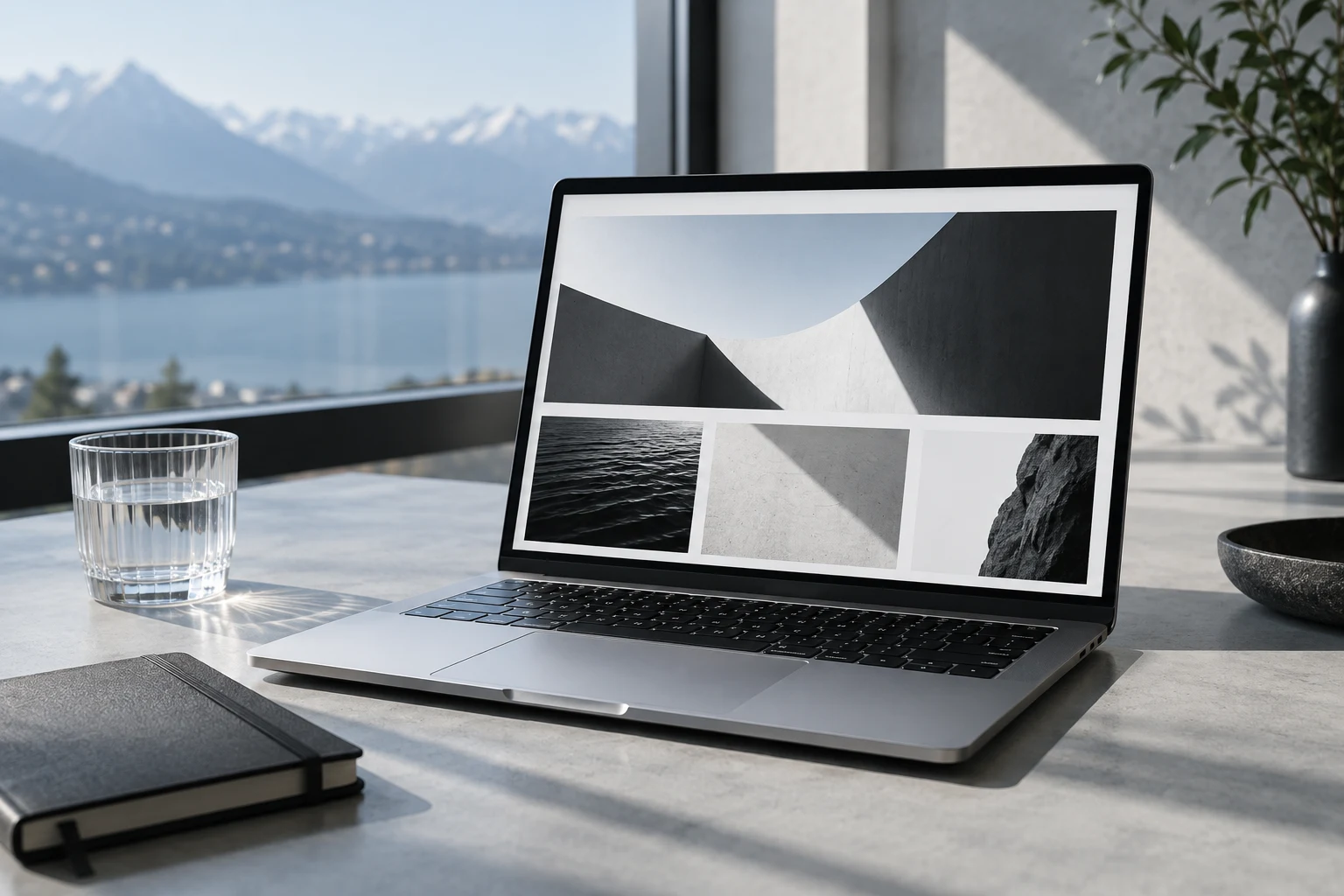 Laptop mit einem reduzierten Website-Design